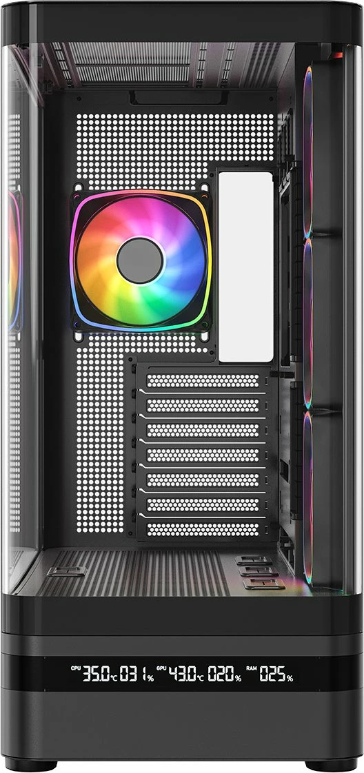 Kasë Modecom Volcano AQ200 ARGB MC-A-AQ200-4FA-B, Midi Tower ATX, 4x120mm ARGB fanë, USB-C, e zezë