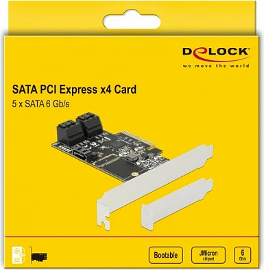 Kartelë PCIe DeLOCK 90395, 5x SATA III 6Gb/s, e gjelbër