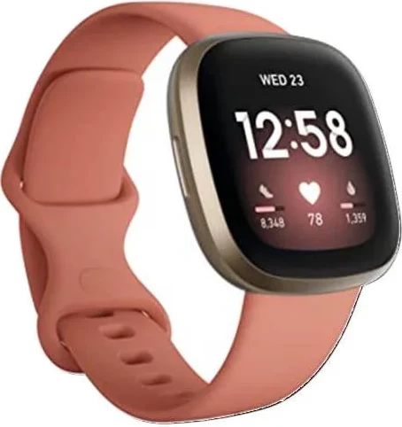 Smartwatch Fitbit Versa 3 FB511GLPK, GPS i integrum, monitorim pulsi 24/7, Always-On Display, bateri 6+ ditë, rezistent në ujë 50 m, Pink Clay/Soft Gold