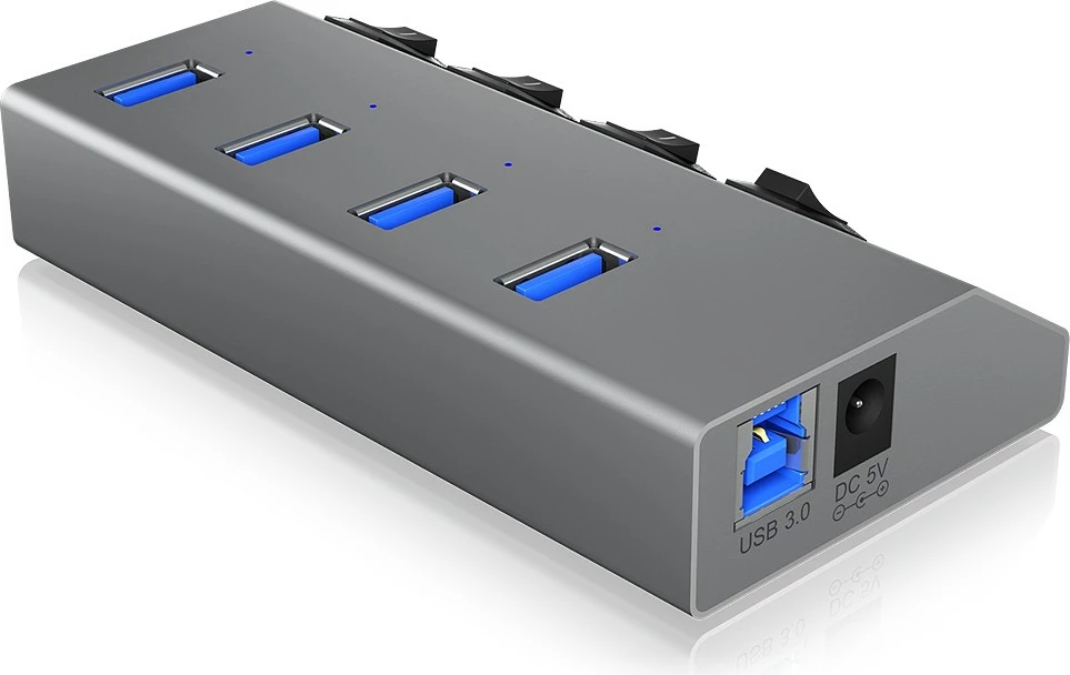 USB hub ICY BOX IB-HUB1405, 4 porta, USB 3.2 Gen 1, alumini, anthracite
