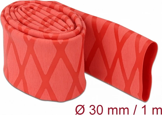 Tub termo-tkurrës DeLOCK, X-pattern anti-rrëshqitës, 1 m x 30 mm, i kuq