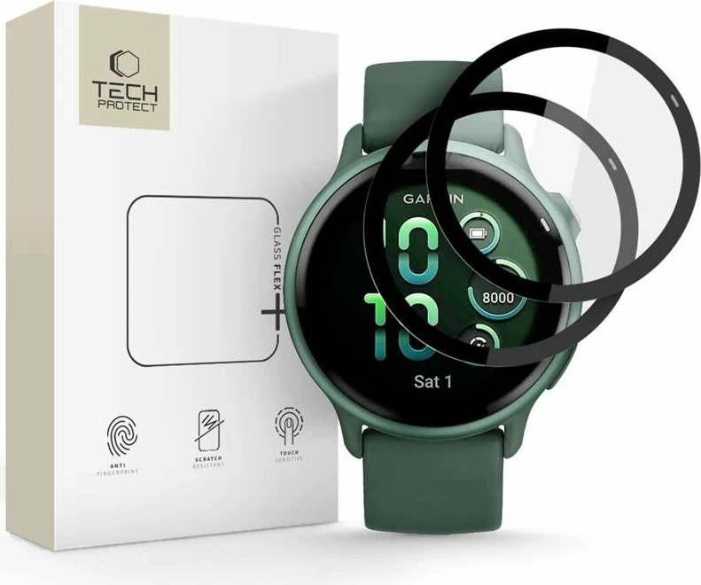 Mbrojtës xhami Tech-Protect Glass Flex+ për Garmin Vivoactive 6, 2 copë, Zi