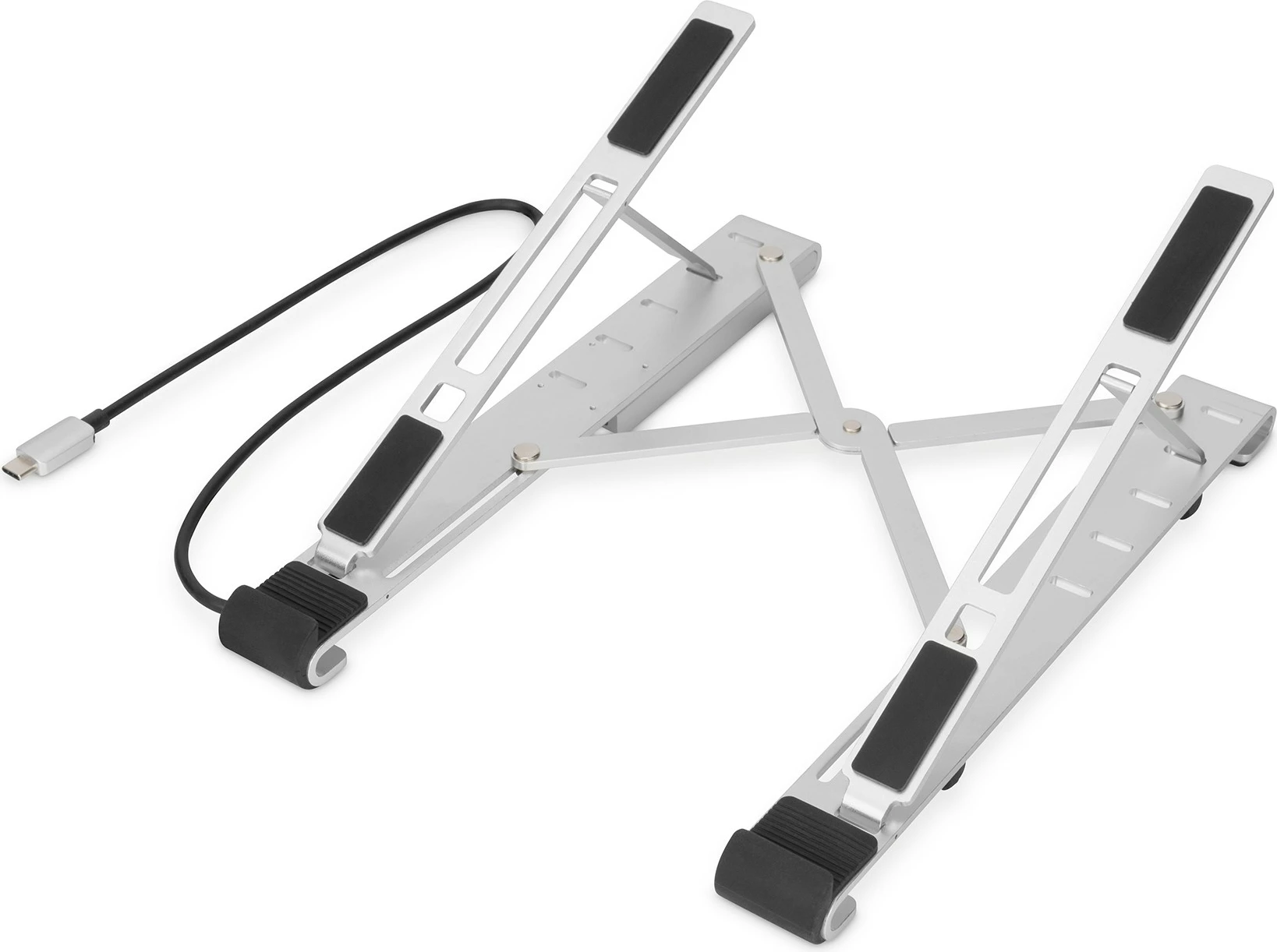 Mbajtës notebook Digitus me USB-C Hub 5 porta, PD, argjendtë