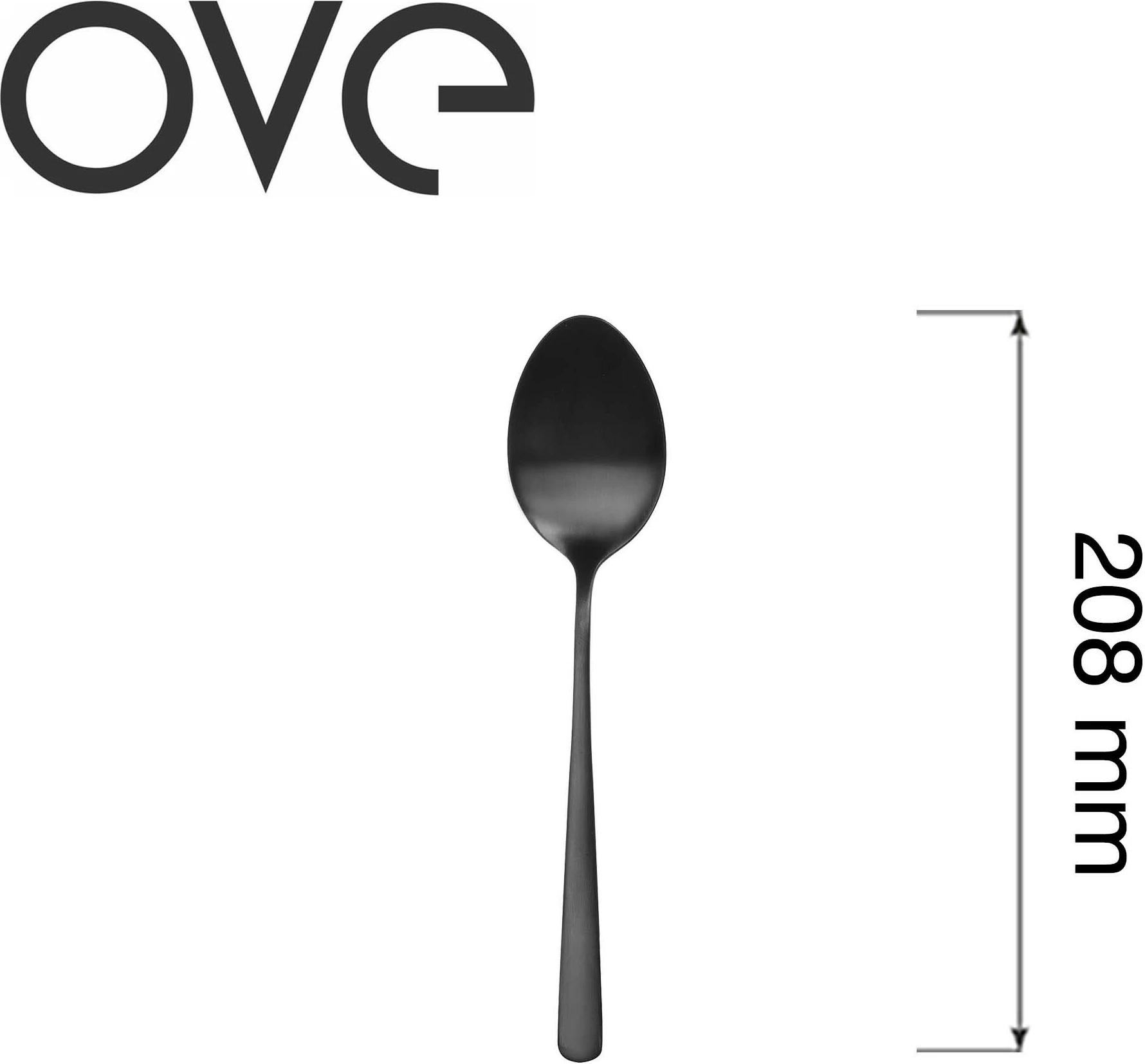 Lugë tavoline OVE Fjord Black 208 mm, e zezë, set 12 copë