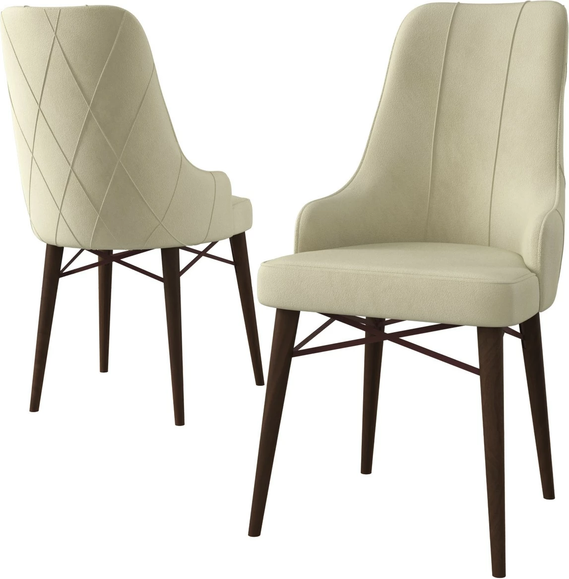 Set karrigesh (4 copë), Hanah Home, Neta, krem dhe kafe