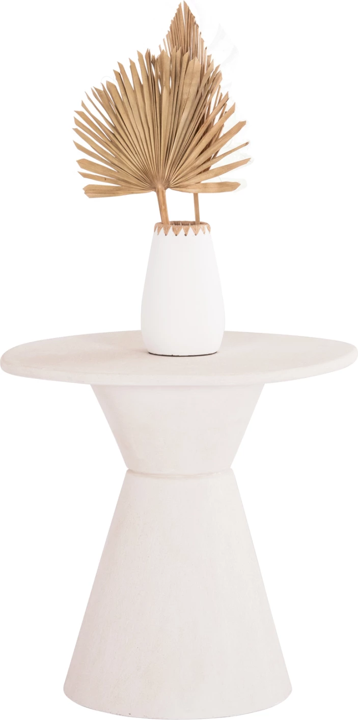 Tavolinë e rrumbullakët për ngrënie, seri SANTORINI, MDF, ngjyrë off-white, Φ77x76H cm.