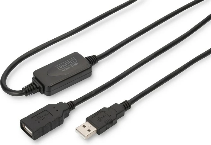 Kabllo zgjatuese USB 2.0 Digitus DA-73101, 15m, e zezë