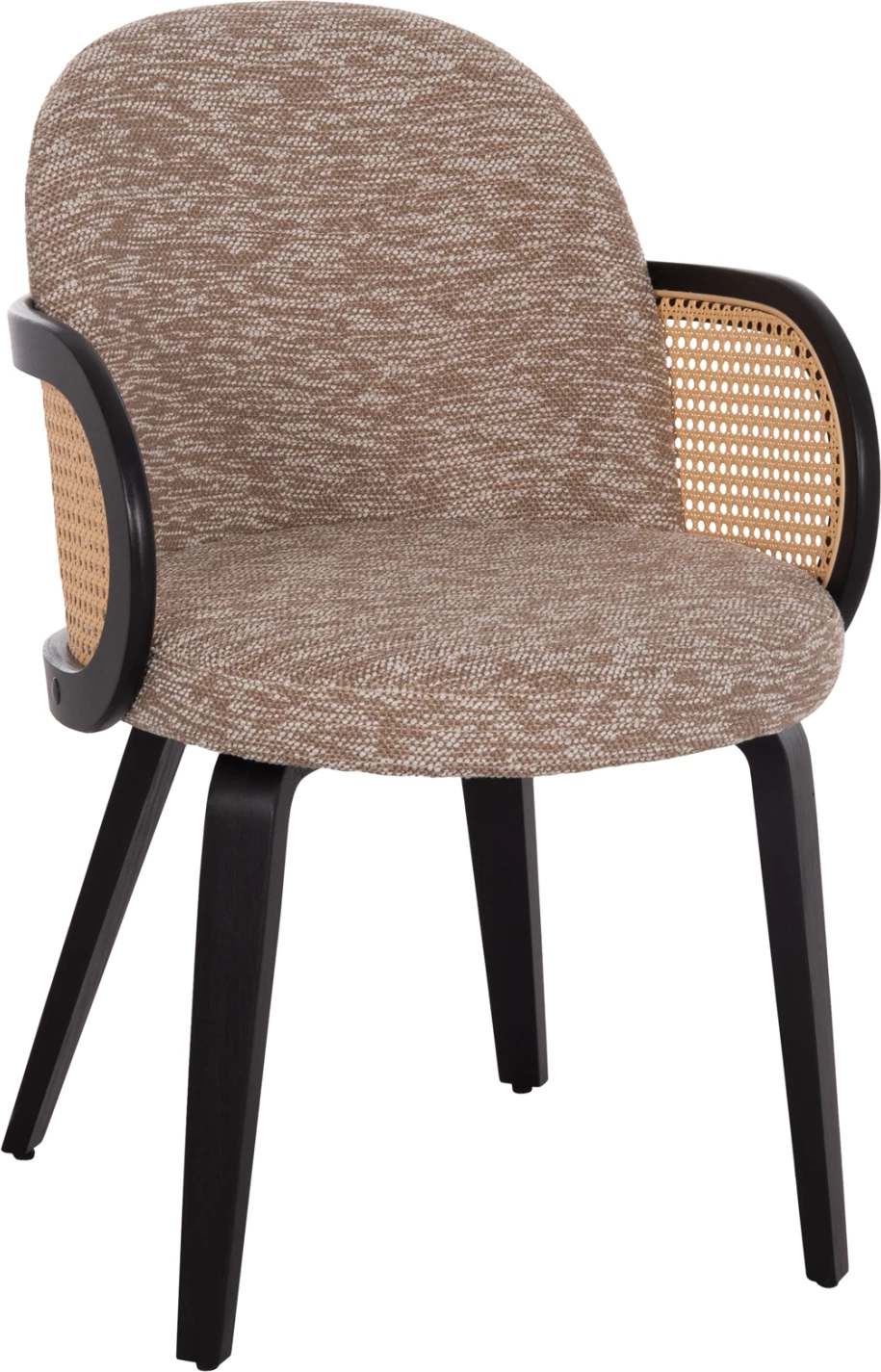 Karrige ngrënieje BECKER, dru i zi, stof kafe, 54x62x79cm