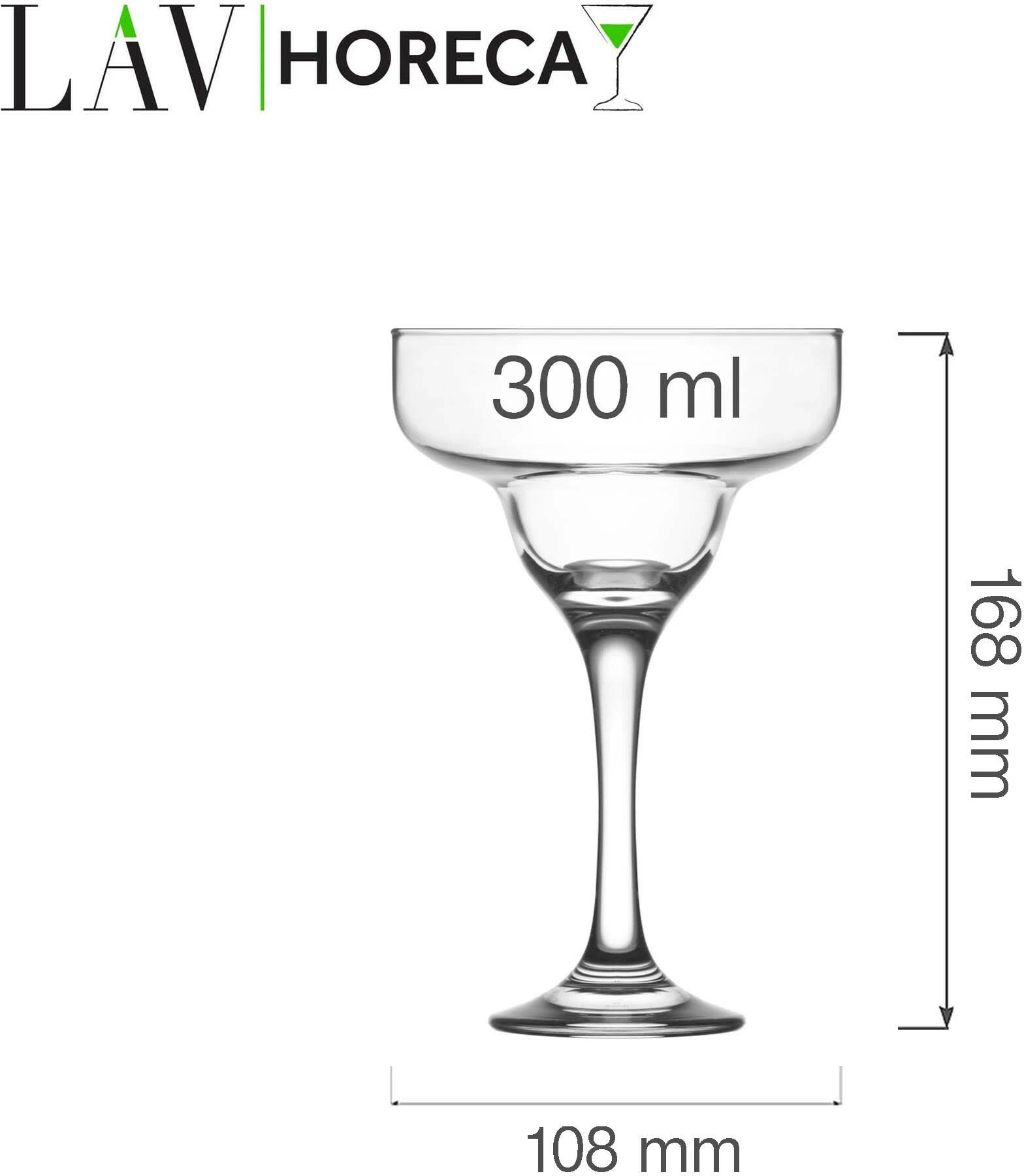 Gotë margarita LAV Horeca Sofia 300 ml transparente, set 6 copë