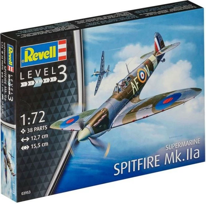 Model plastik aeroplan, Revell, Spitfire Mk.IIA 03953, shkallë 1:72, 38 pjesë, gjatësia 12.7 cm, hapja e krahëve 15.5 cm