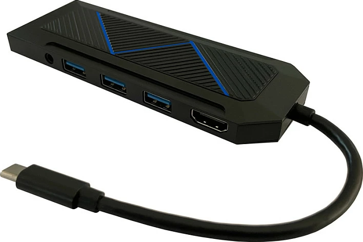 USB-C hub LC-Power LC-HUB-C-MULTI-6-RGB, 6 porta, HDMI 4K, LAN, 100W PD, i zi