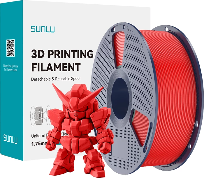 Filament për printim 3D Sunlu PLA+ 2.0 R 1.75 mm ±0.02 mm, e kuqe