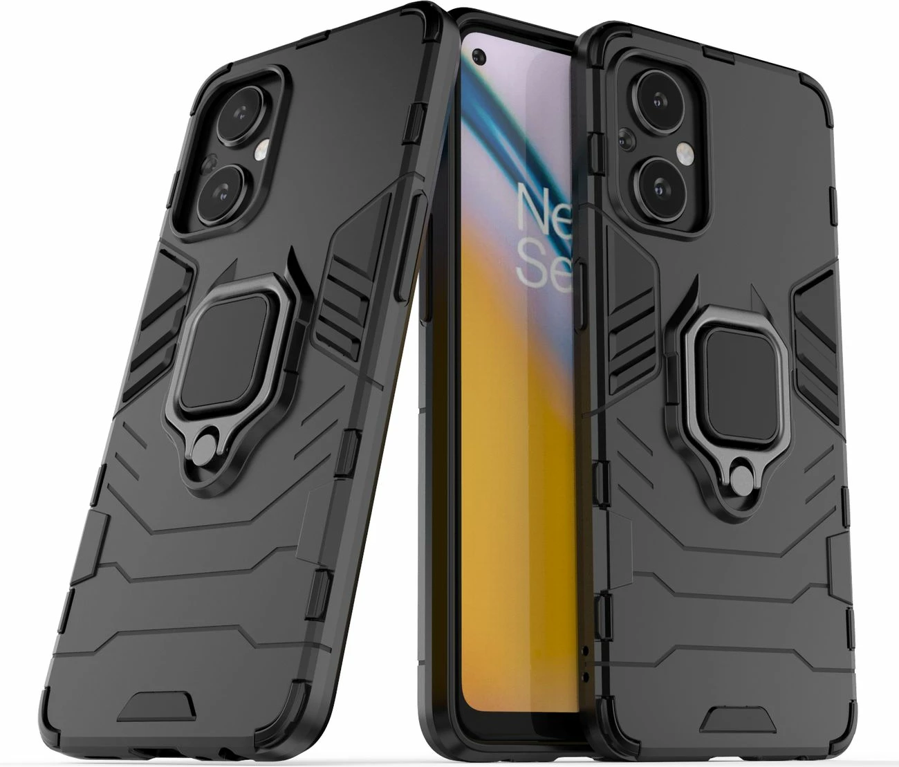 Mbështjellës Hurtel Ring Armor për OnePlus Nord N20 5G, i zi