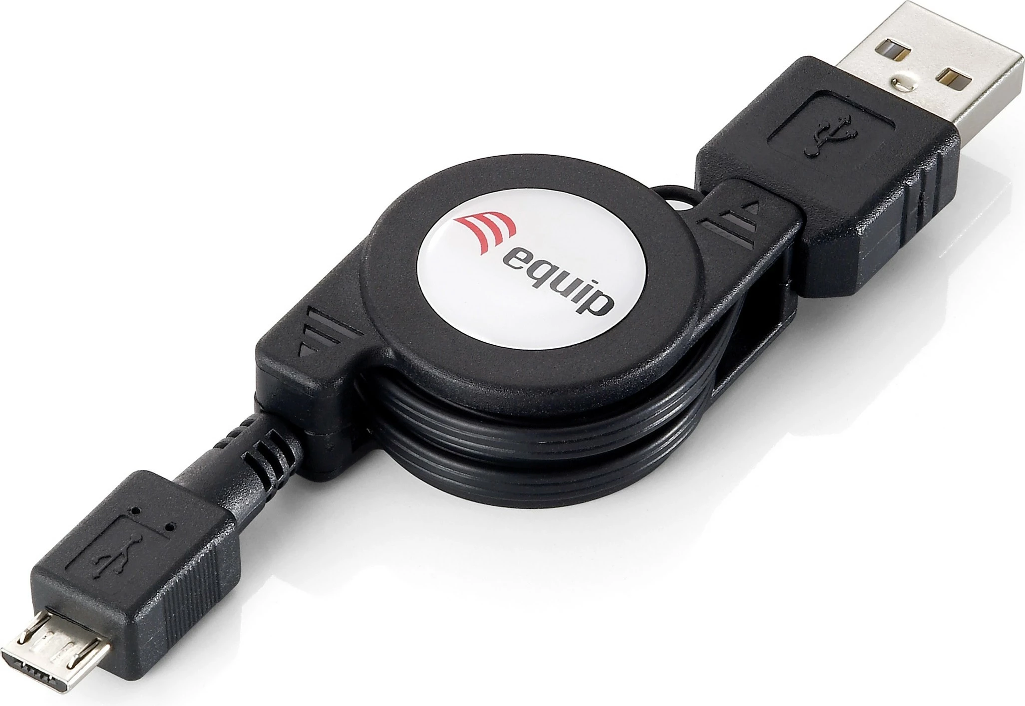 Kabëll USB 2.0 tërheqës Equip 1m, USB A në Micro-USB B, i zi