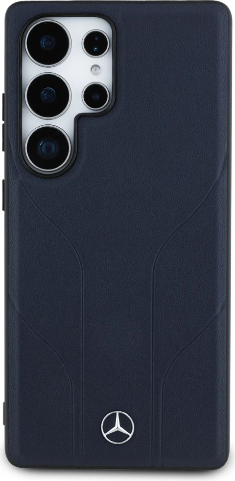 Mbështjellës Mercedes Leather Debossed Lines MagSafe për Samsung Galaxy S25 Ultra, Kaltër