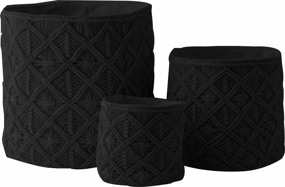 Set shporta prej pambuku e poliestëri, ngjyrë e zezë, 3 copë, 40x40x40 cm