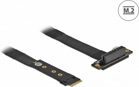 Adapter DeLOCK M.2 Key M në PCIe x4 NVMe me kabllo 20 cm, i zi