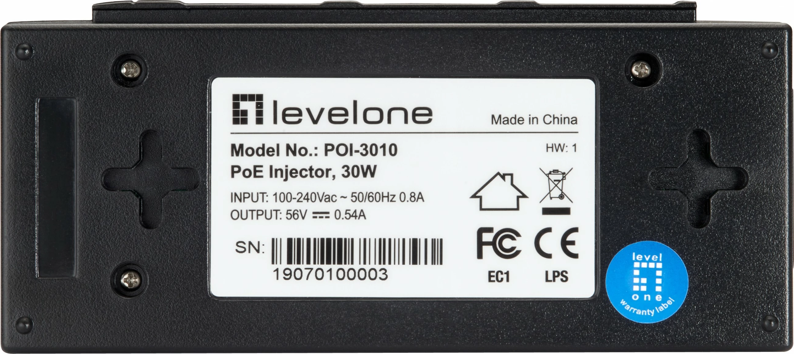 PoE Injector LevelOne POI-3010, Fast Ethernet, Gigabit Ethernet, 30W, i zi