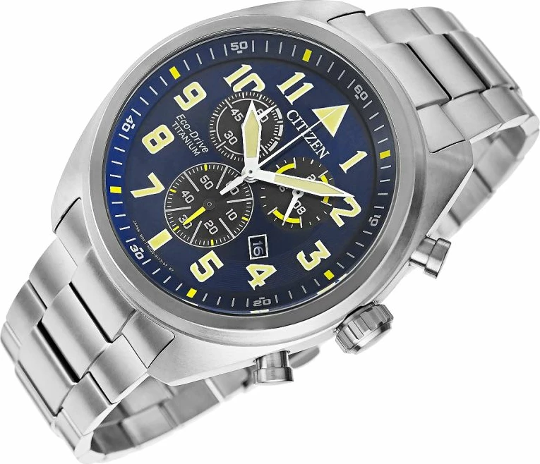 Orë dore për meshkuj Citizen, titanium, e kaltër