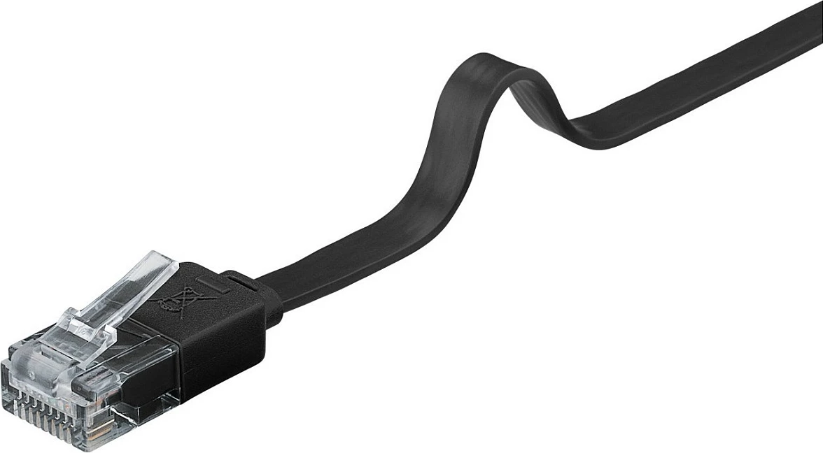 Kabllo rrjeti Goobay Patch RJ45-RJ45 CAT6, 0.5 m, Flat, e zezë