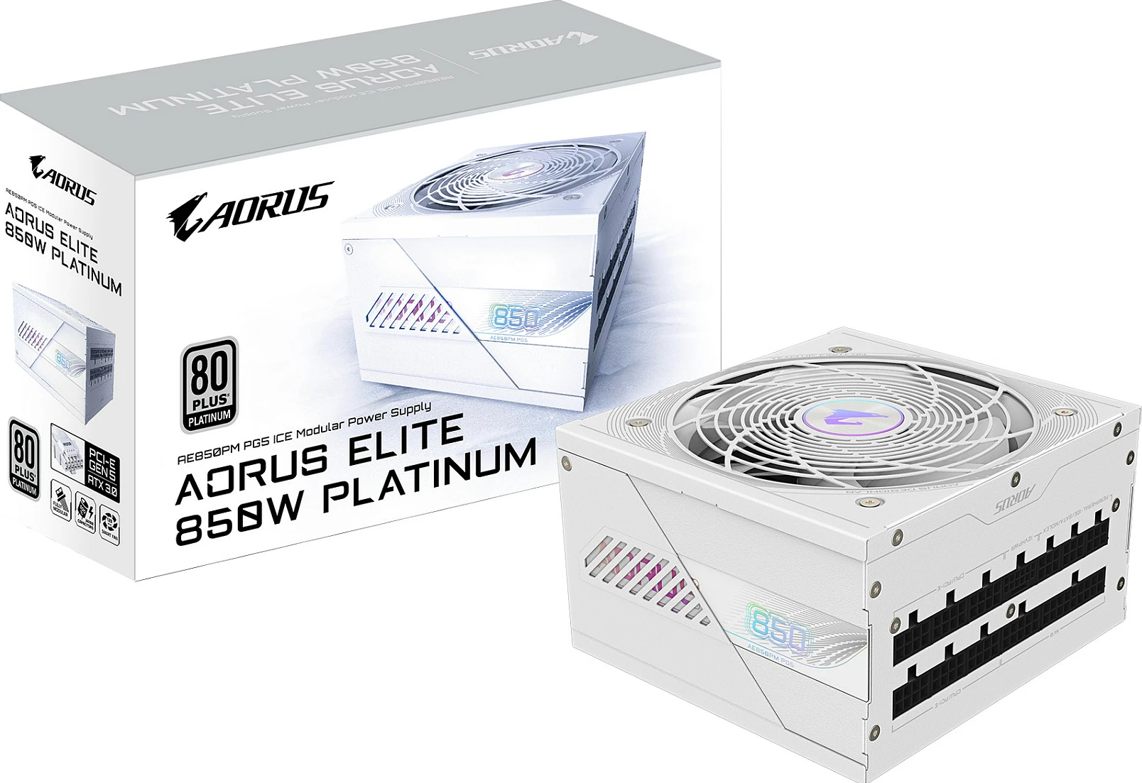 Furnizues rryme Gigabyte AORUS Elite P850W ICE, 850W, 80+ Platinum, full modular, i bardhë