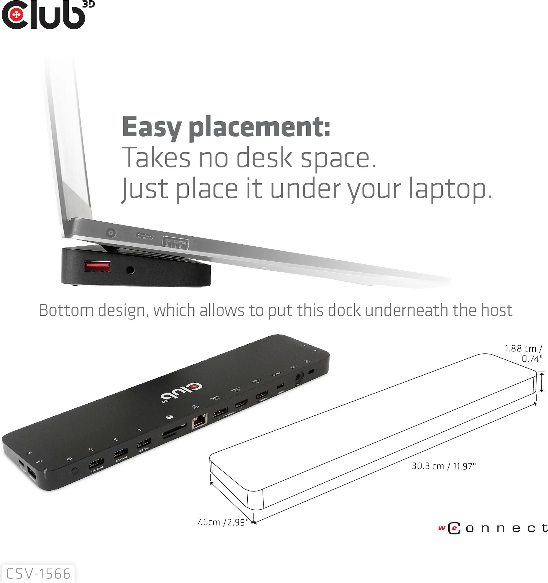 Docking station Club3D CSV-1566, 6xUSB3, 2xHDMI, DisplayPort, LAN, 120W, e zezë