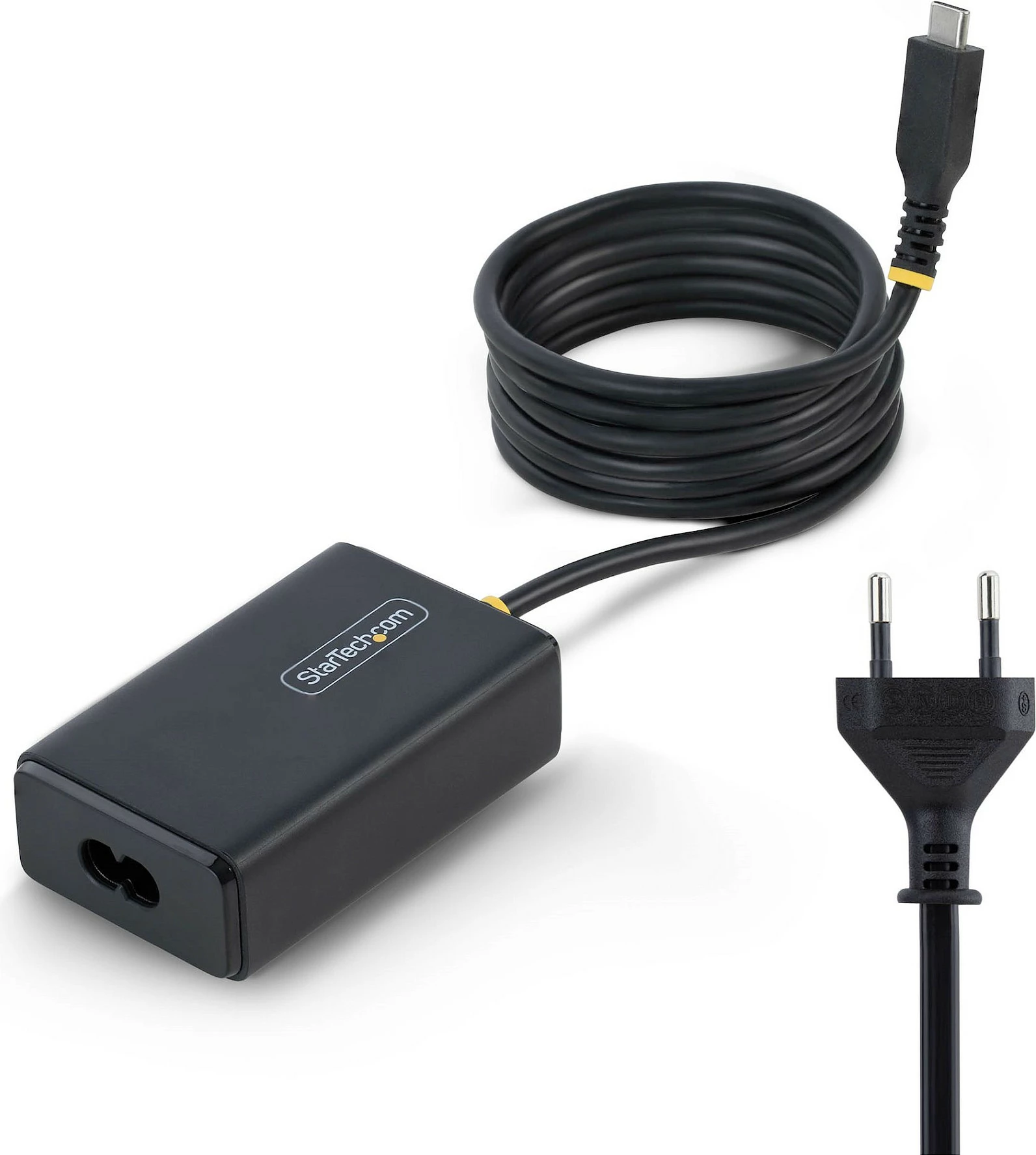 Karikues laptopi USB‑C StarTech 65W PD 3.0, kabllo e integrume 1.5m, prizë EU, i zi