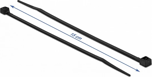 Lidhëse kabllosh DeLOCK 150 mm, 3.6 mm, 100 copë, rezistente në të ftohtë, të zeza