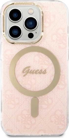 Mbështjellës + karikues pa tela MagSafe Guess 4G Print, për iPhone 14 Pro Max 6.7", 20W, USB‑C, rozë, set