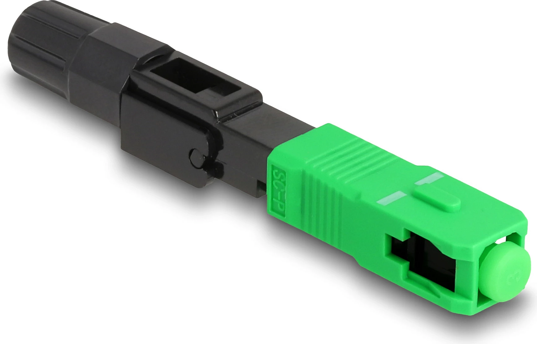 Konektor i shpejtë fibër optike DeLOCK SC/APC Simplex, male, single-mode, zi/gjelbër