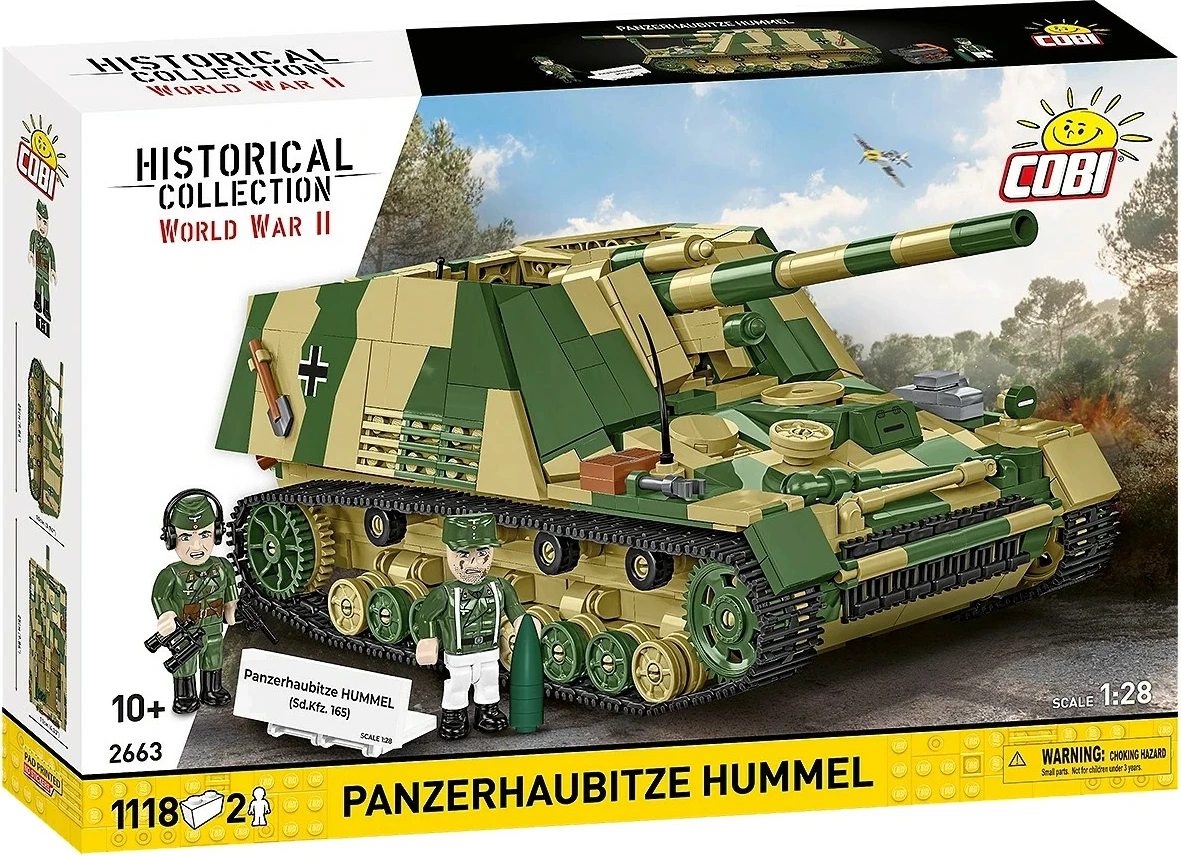 Set blloqesh ndërtimi, Cobi, Panzerhaubitze Hummel COBI-2663, 1118 pjesë, shkallë 1:28, me 2 figura