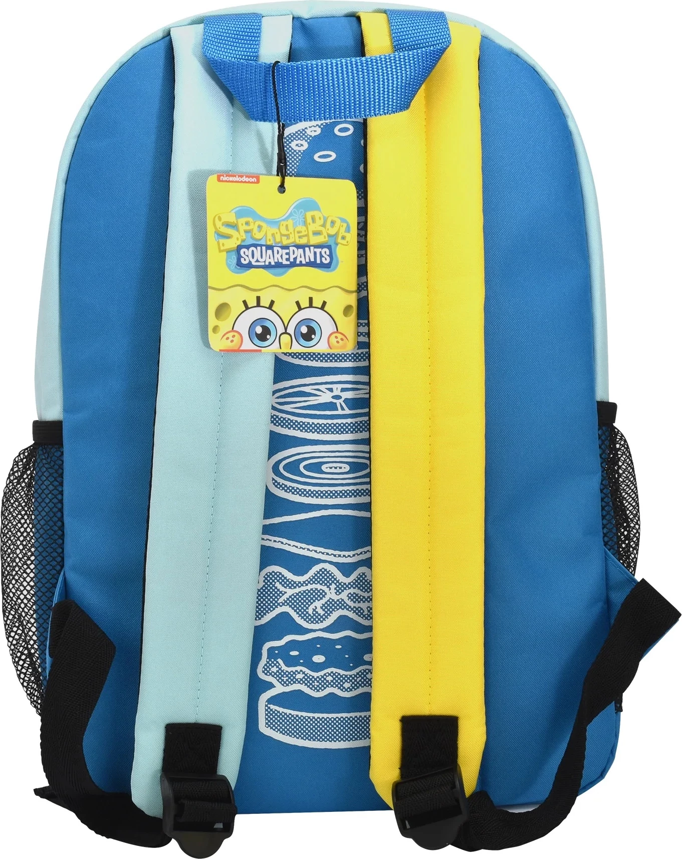 Çantë shpine Blue Sky SpongeBob Core, e madhe, najlon, xhep frontal PVC me zinxhir, xhepa anësorë rrjetë, shumëngjyrëshe