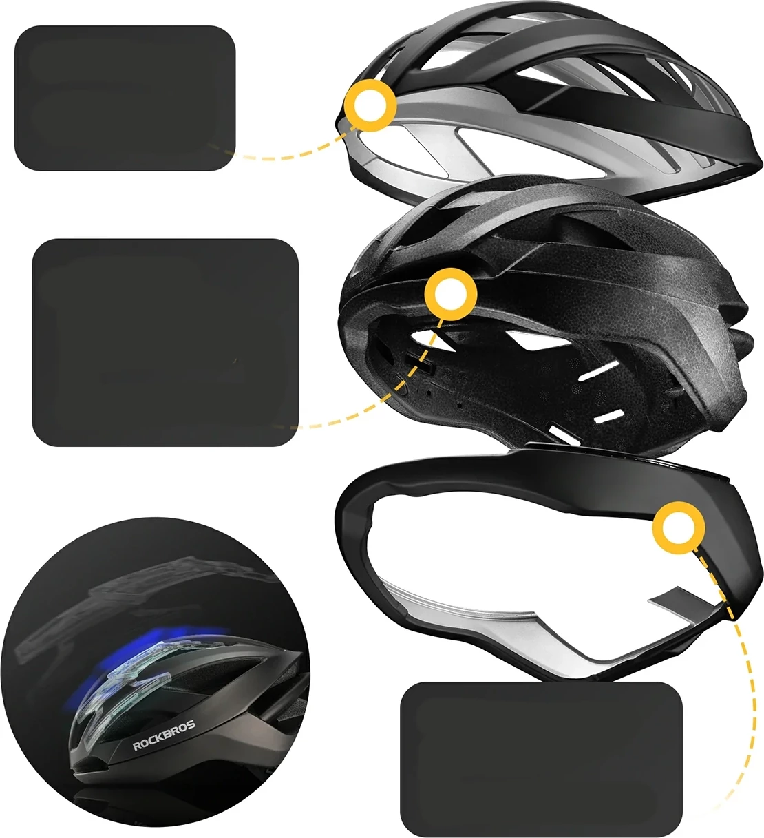 Helmetë biçiklete Rockbros LK-69 58-62 cm In-Mold me kornizë të përforcuar, e zezë