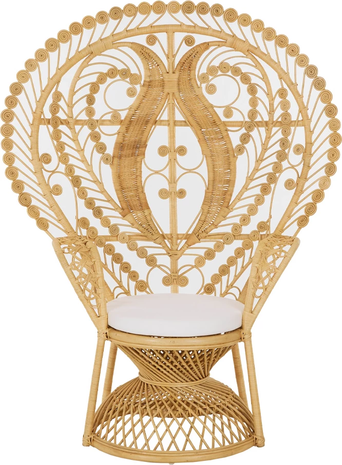 Karrige Emmanuelle prej ratanit natyral, jastëk, 115x70x150