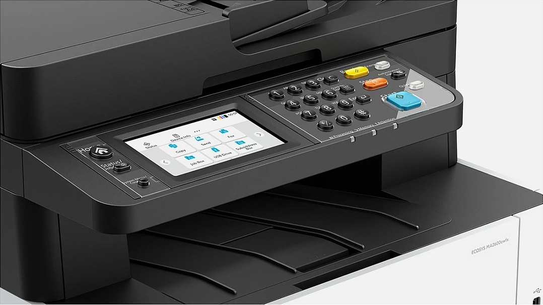 Printer multifunksional lazer me ngjyra Kyocera ECOSYS MA2600cwfx, duplex, ADF 50 fletë, LAN, bardh/zi