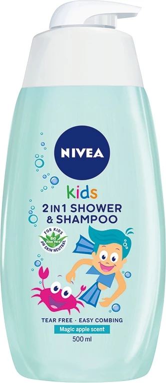 Xhel dushi 2-në-1 për fëmijë Nivea me aromë mollë dhe karamel, 500ml