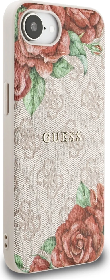 Mbështjellës Guess 4G Flowers Print MagSafe për iPhone 16e, Rozë