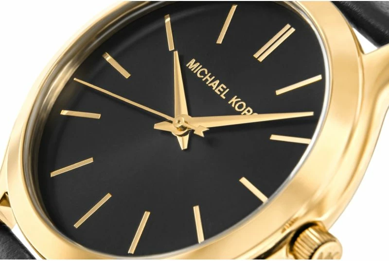 Orë dore femrash Michael Kors Slim Runway MK7553, e zezë, me kuti