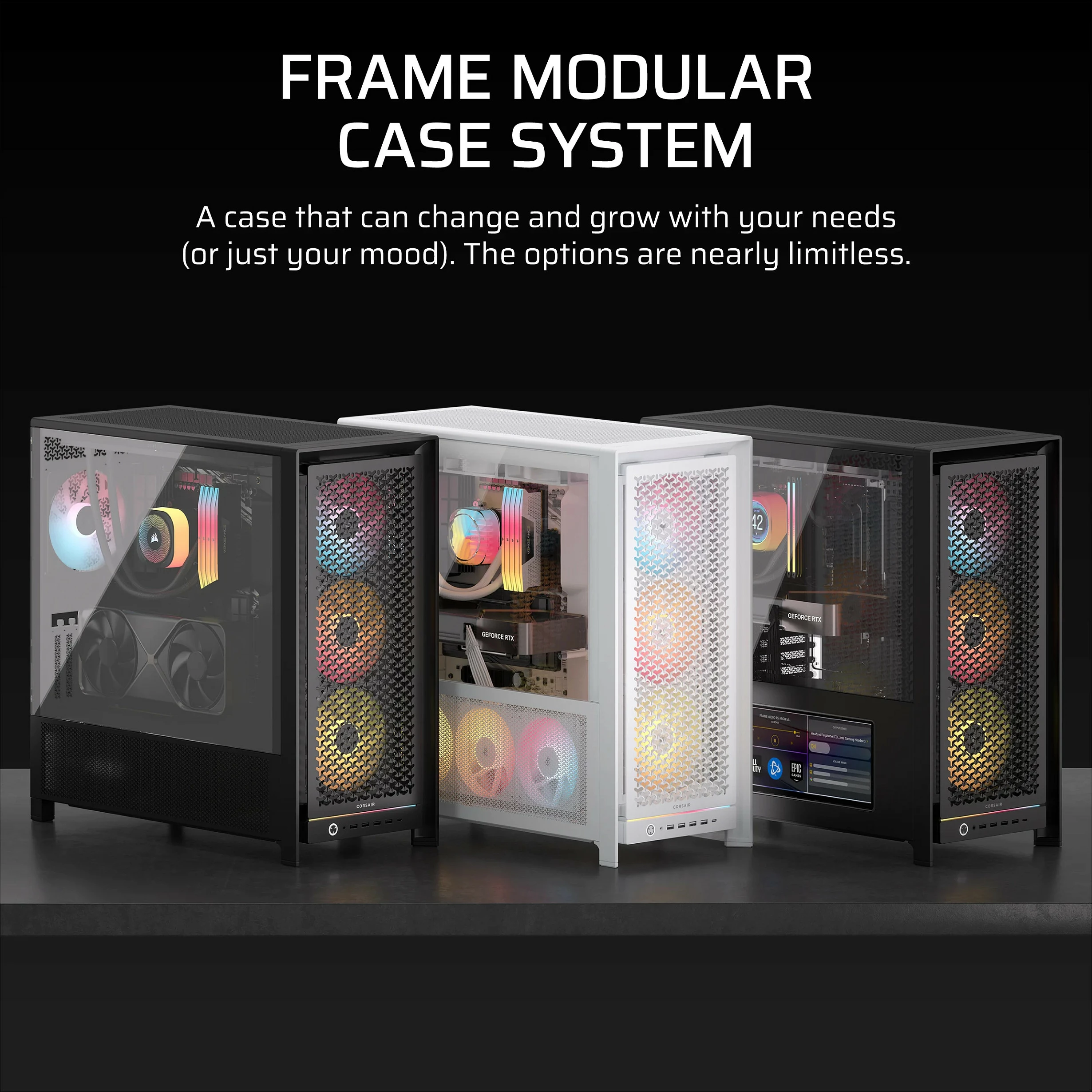 Kasë Corsair FRAME 5000D RS, Midi Tower, ATX/EATX/micro ATX/Mini-ITX, xham i temperuar, e zezë