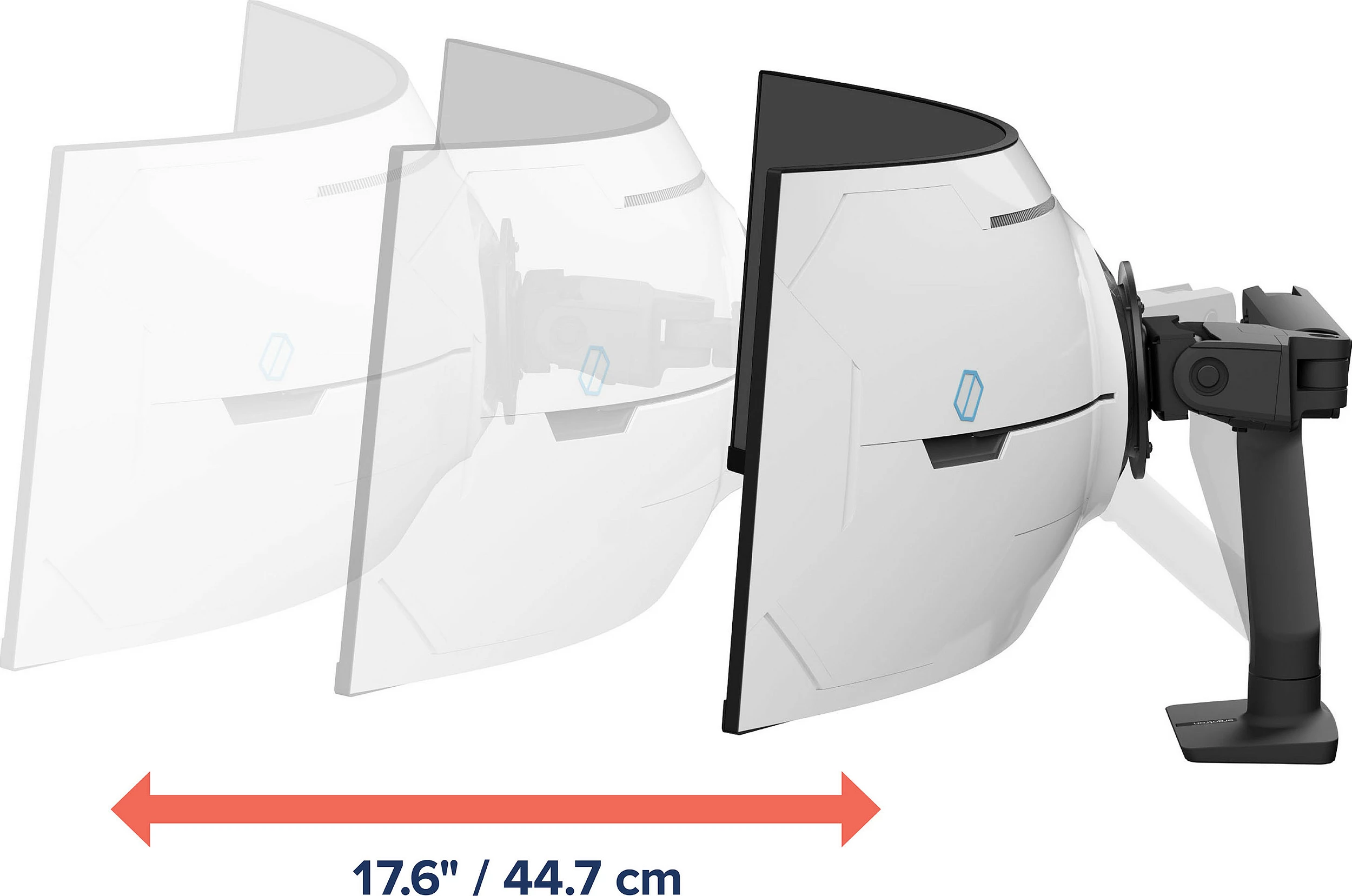 Krah monitori Ergotron HX me VHD Pivot, montim në tavolinë, deri 57", 17 kg, i zi mat