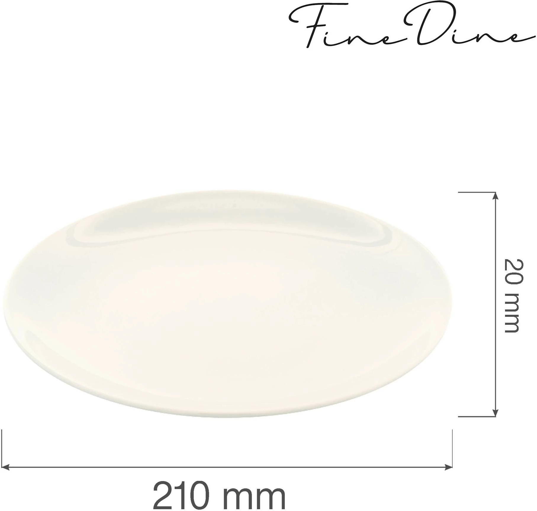 Pjatë porcelani Fine Dine Crema ø210 mm, krem, set 6 copë