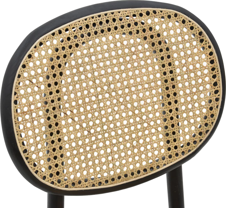 Karrige e grumbullueshme Zoel dru ahu e zezë dhe ratan natyral 45x52x82cm