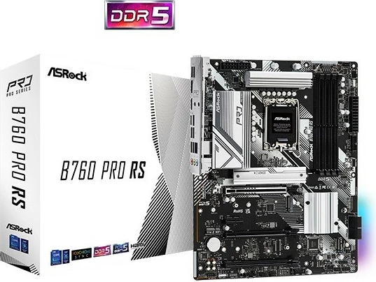 Pllakë amë ASRock B760 Pro RS, LGA1700, DDR5, ATX, e zezë