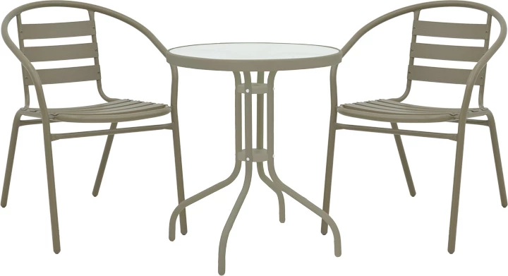 Set tavoline me karrige për terasë, 3 pjesë, ngjyrë shampanjë, D60x70cm