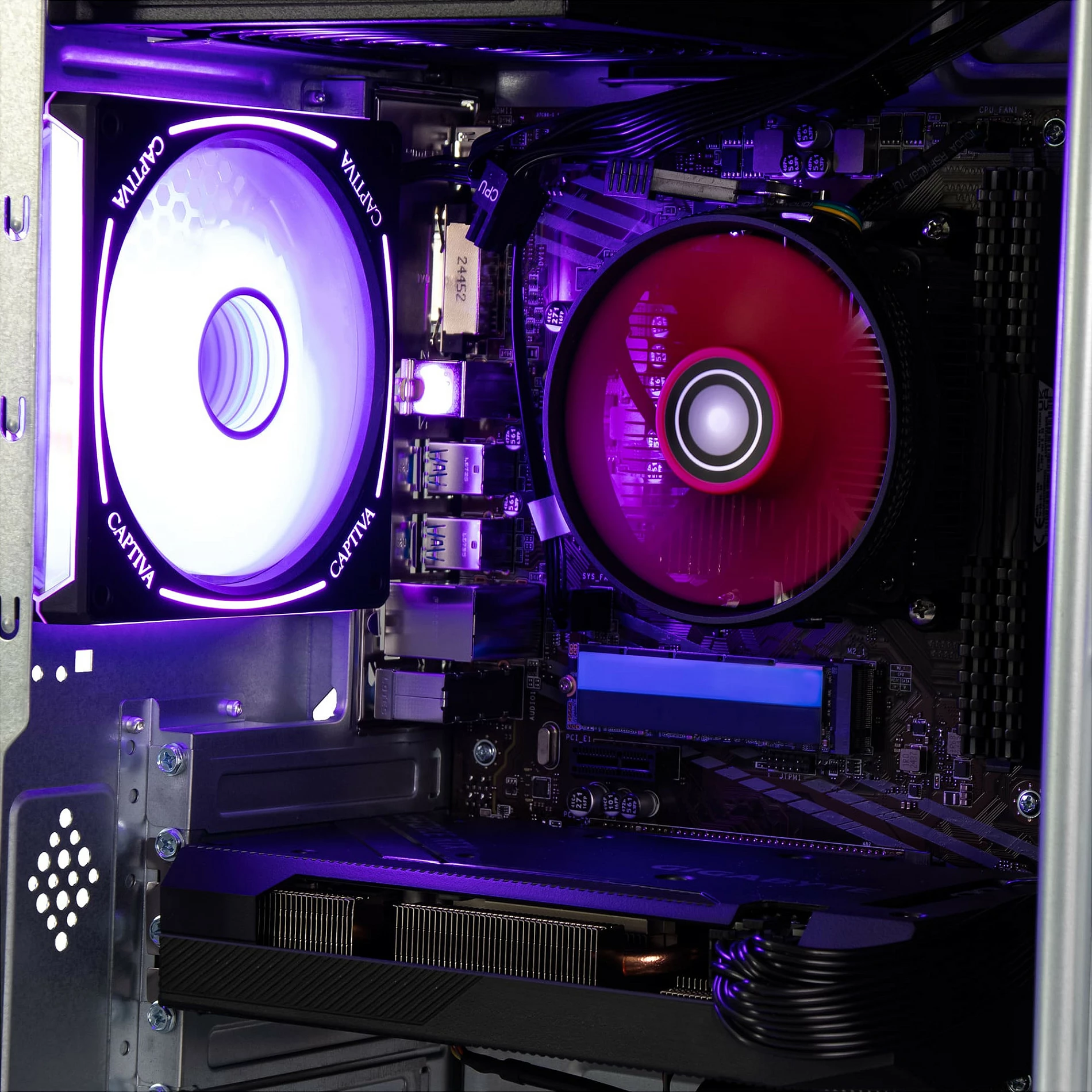 Kompjuter Desktop Captiva Advanced Gaming R98-206, Ryzen 7 5700X, 32GB RAM Memorje, 1TB M.2 SSD, GeForce RTX 5060 8GB, Wi‑Fi 6, Windows 11, i zi