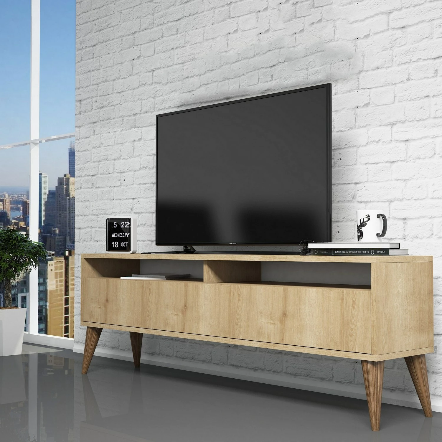 Komodë TV Hanah Home, Best 2, ngjyrë lisi