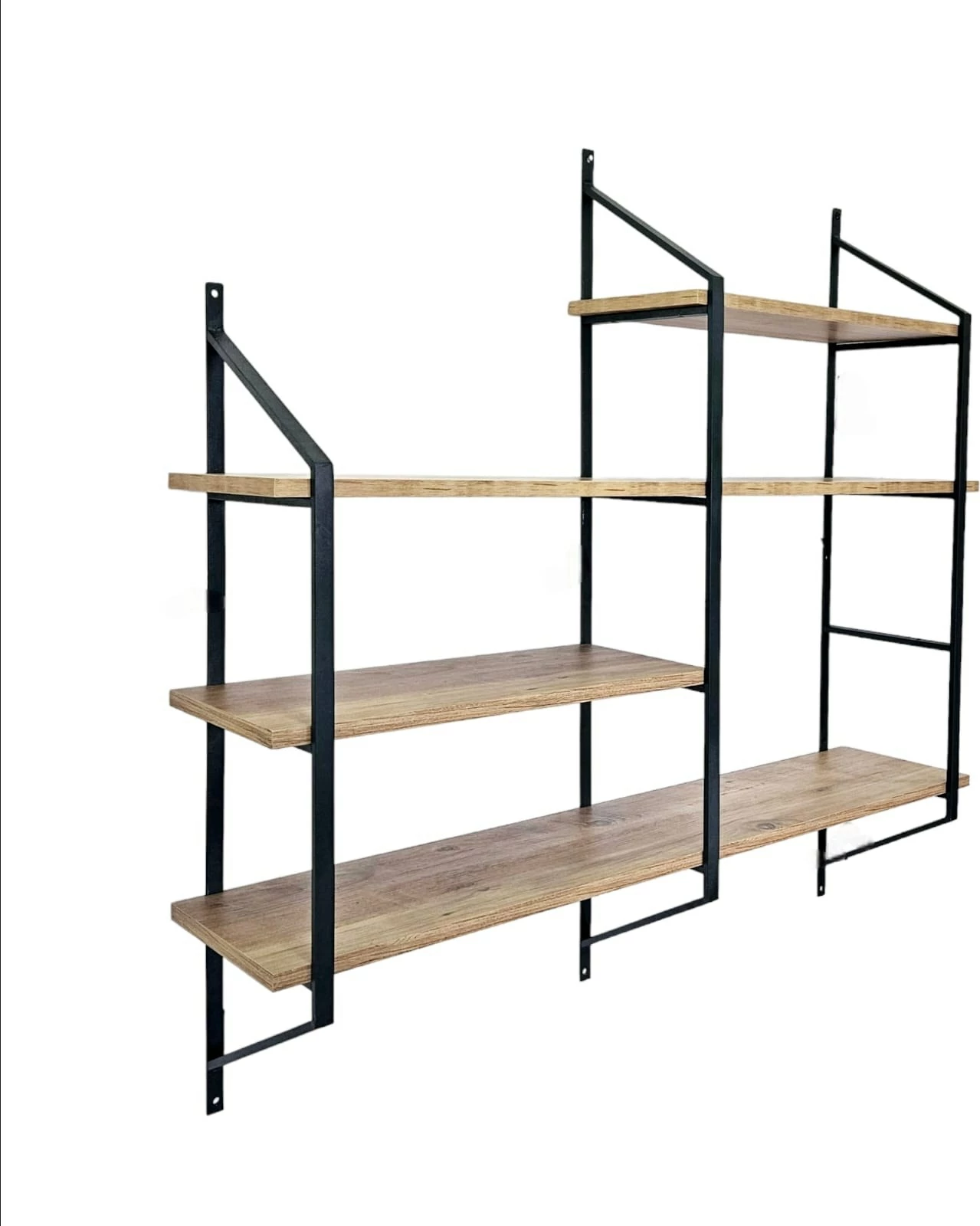 Raft muri Hanah Home, Raffy6, ngjyrë e zezë dhe Atlantic Pine, 120x120x28cm