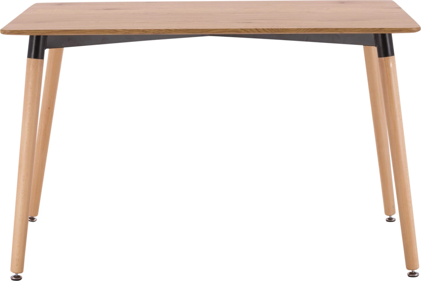 Tavolinë minimaliste për ngrënie, FH008.04, këmbë druri ahu, 120x80x73cm