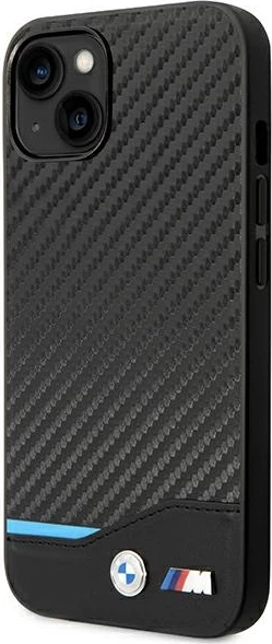 Mbështjellës BMW Leather Carbon për iPhone 14 6.1", i zi