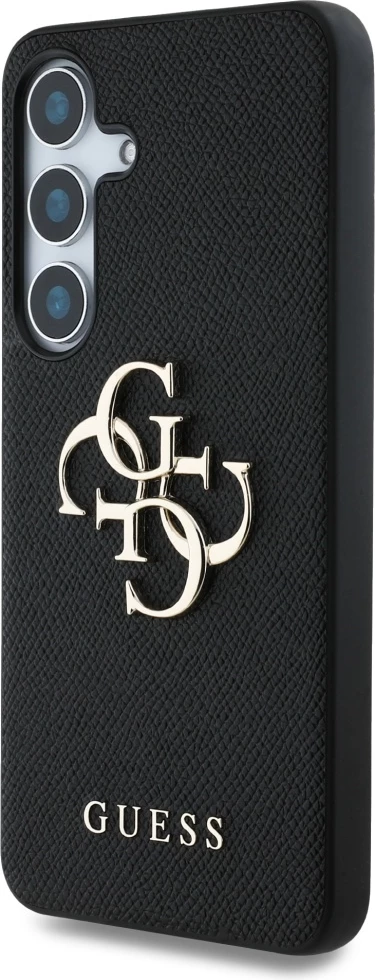 Mbështjellës Guess Grained Big 4G Logo Small Classic Logo për Samsung Galaxy S25, i zi